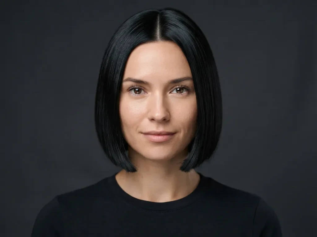 Glossy Black Blunt Bob
