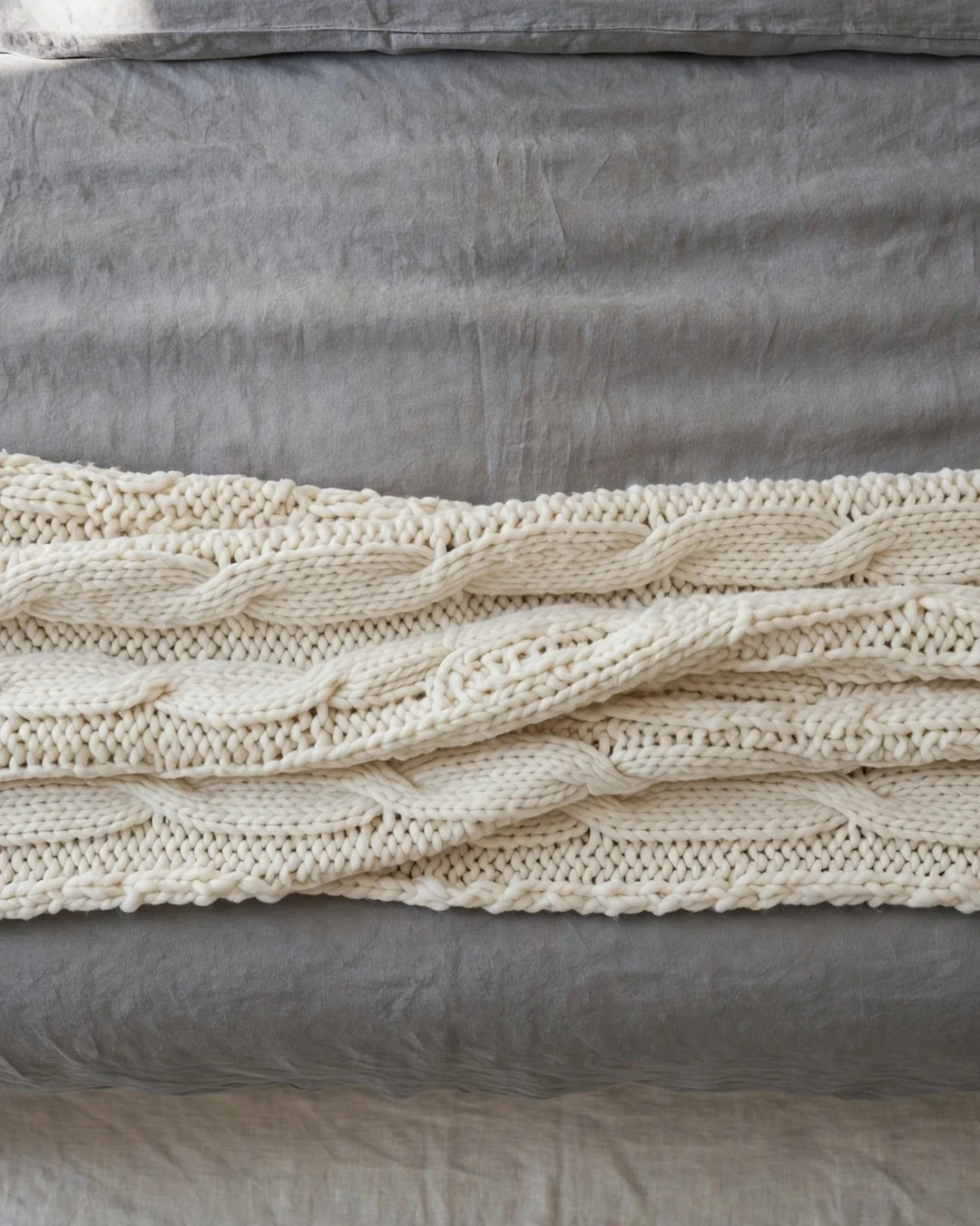 Layer a Chunky Knit Throw