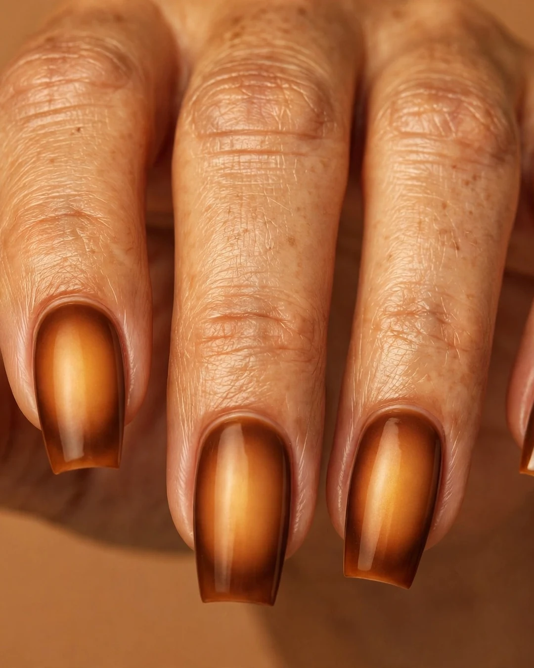 Burnt Caramel Aura Nails