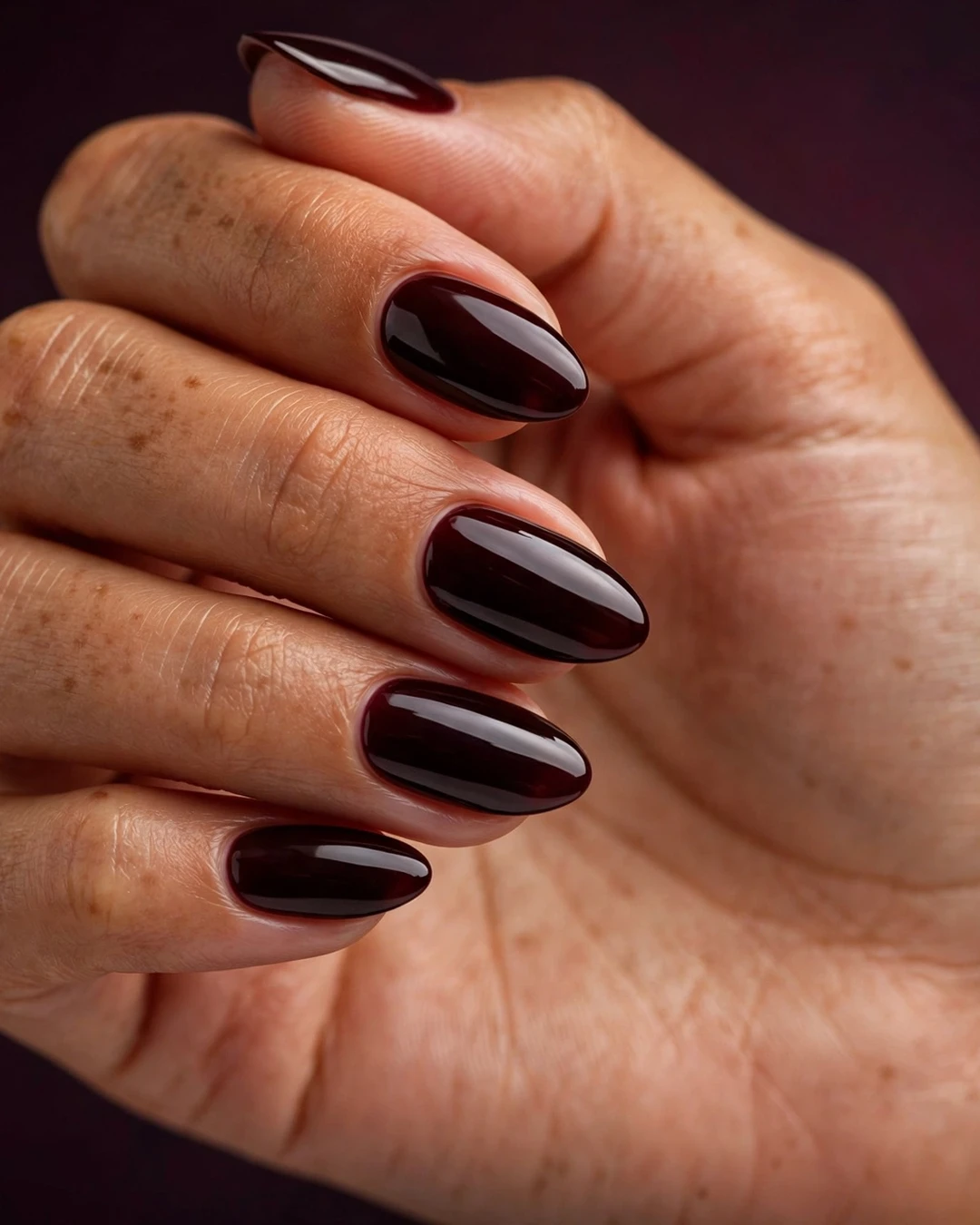 Classic Glossy Black Cherry Nails
