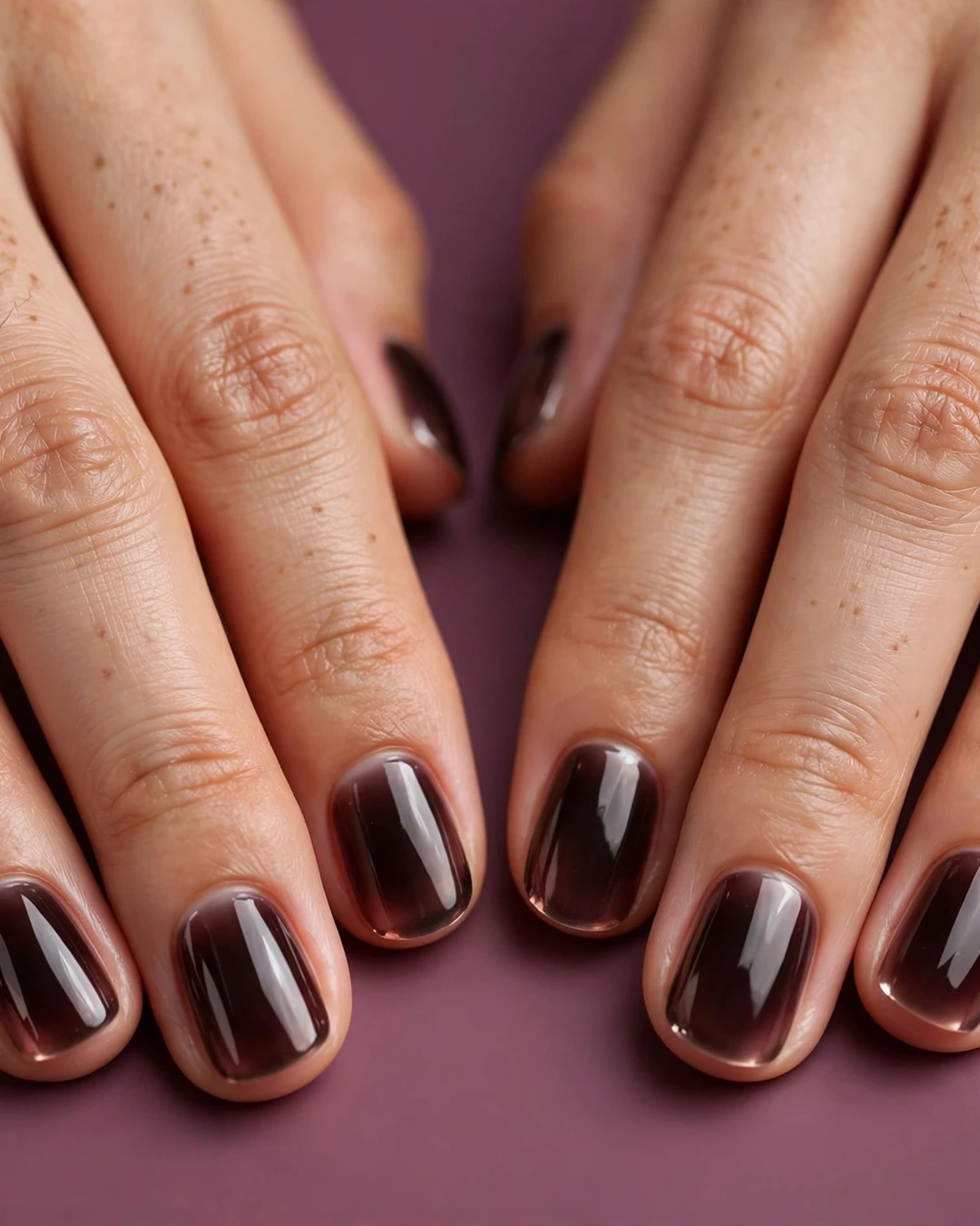 Sheer Black Cherry Jelly Nails