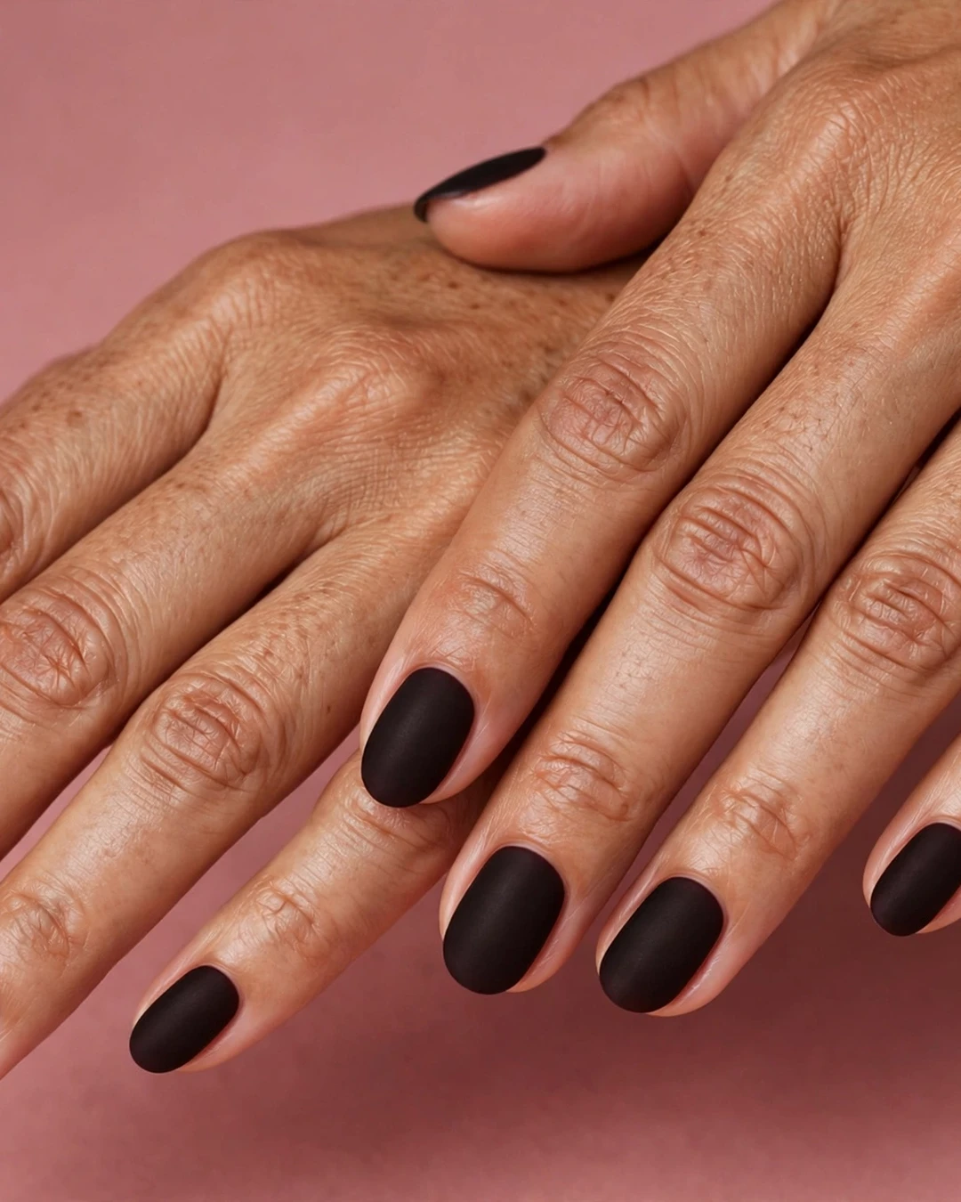 Matte Black Cherry Nails
