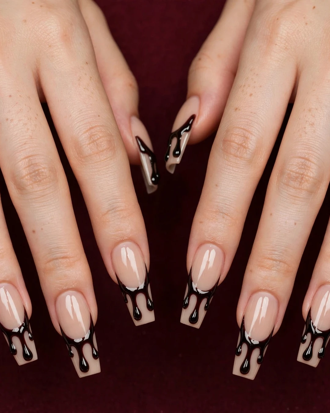 Black Cherry Blood-Drip Nails