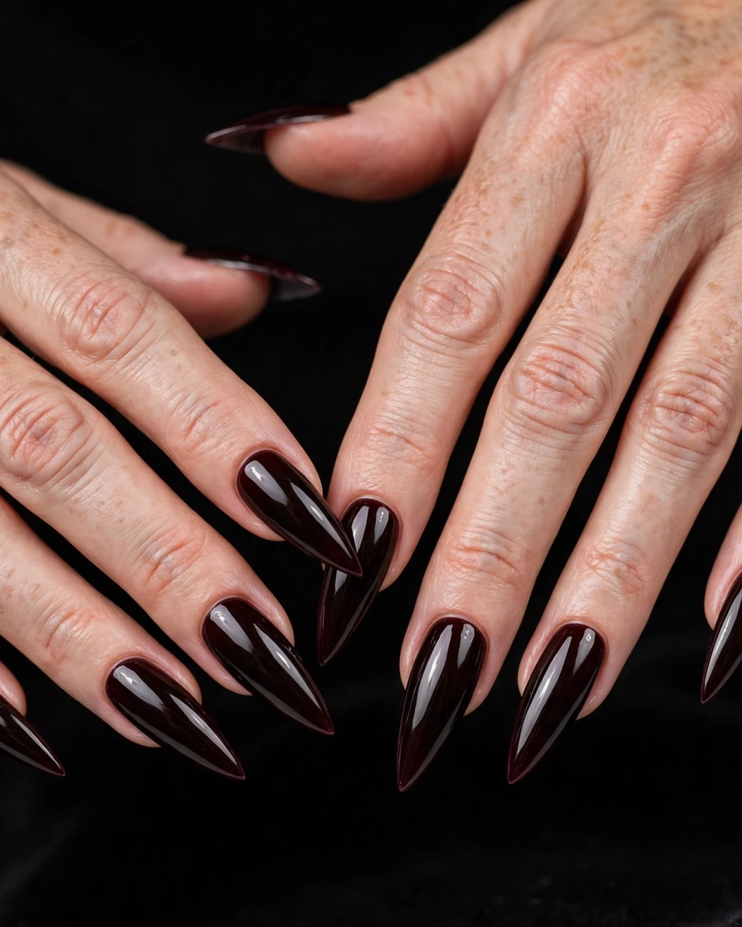 Black Cherry Stiletto Nails