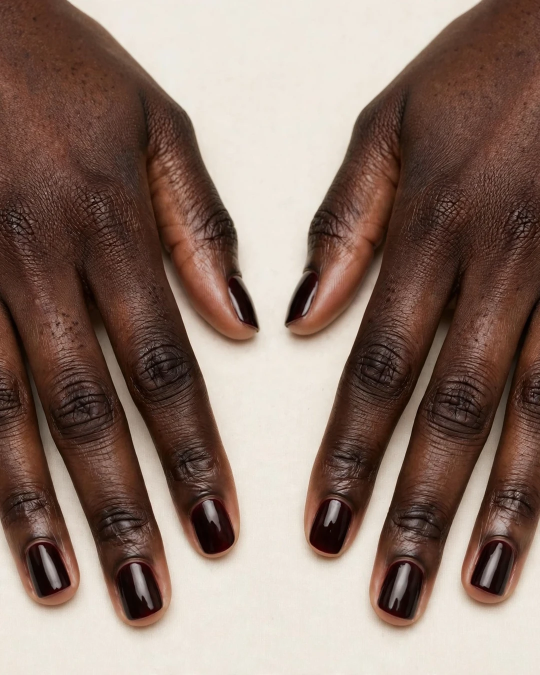 Short Black Cherry Nails