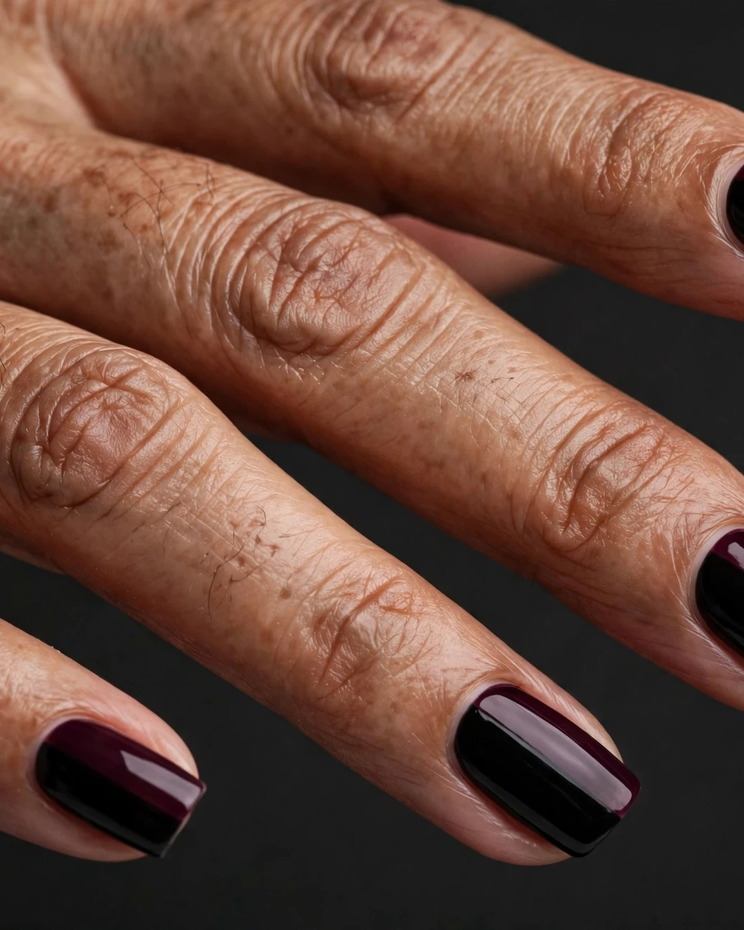 Two-Tone Black Cherry Nails