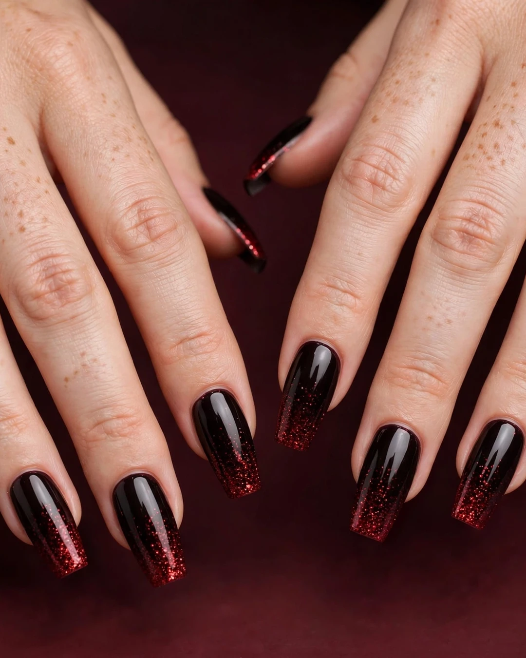 Black Cherry Glitter Fade