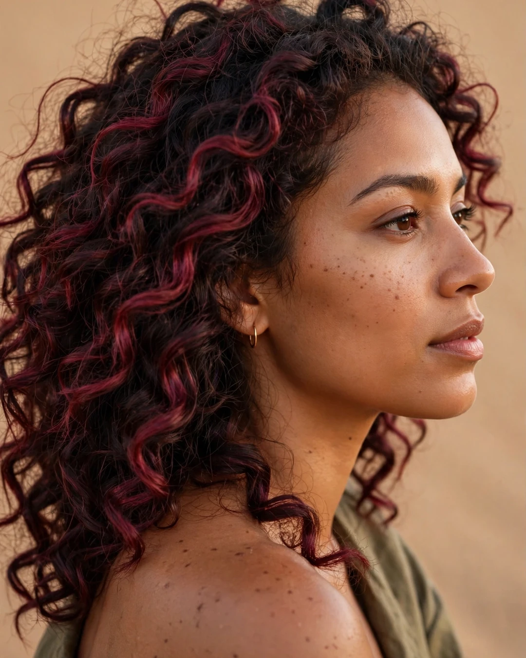 Burgundy Balayage on Curls