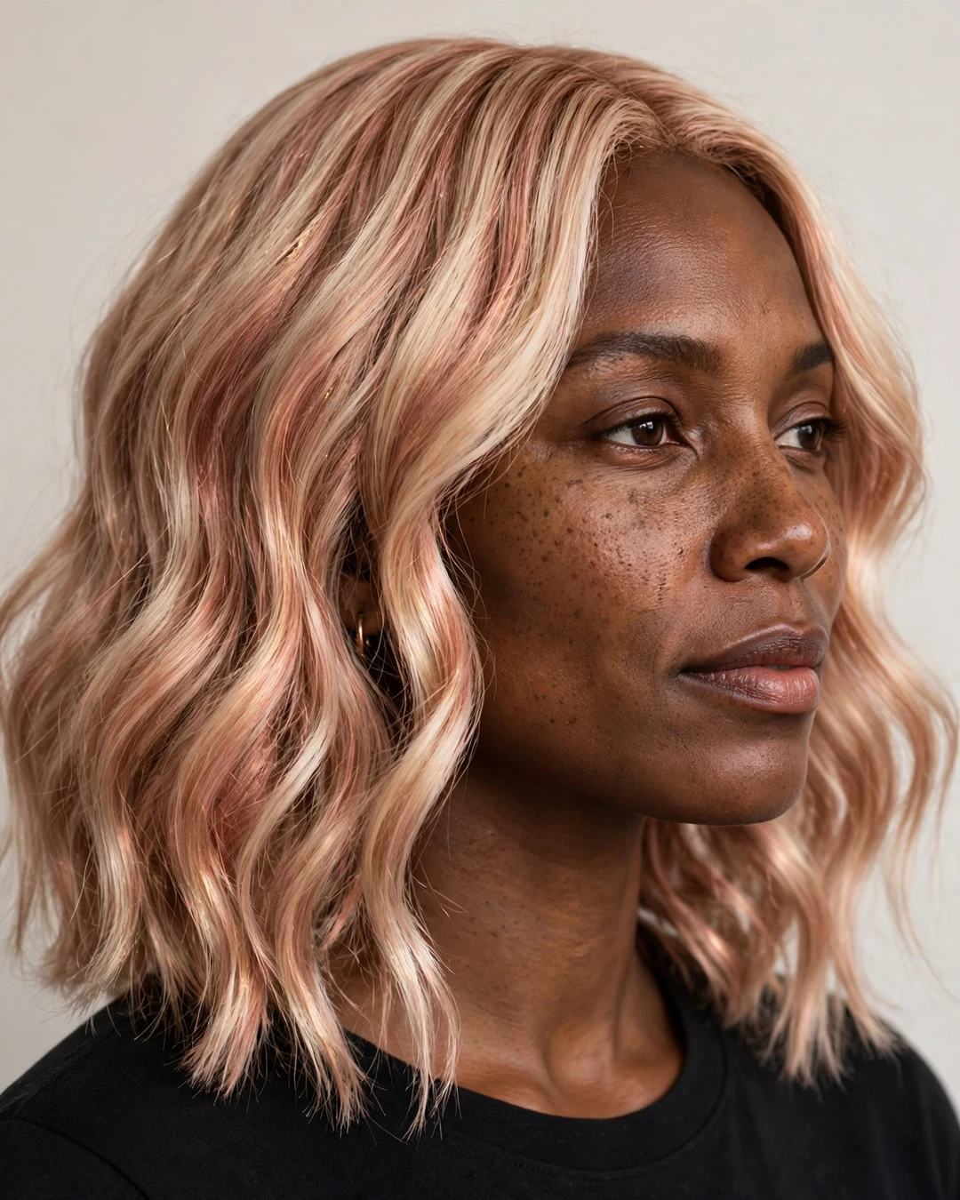 Rose-Gold Blush Blonde Waves