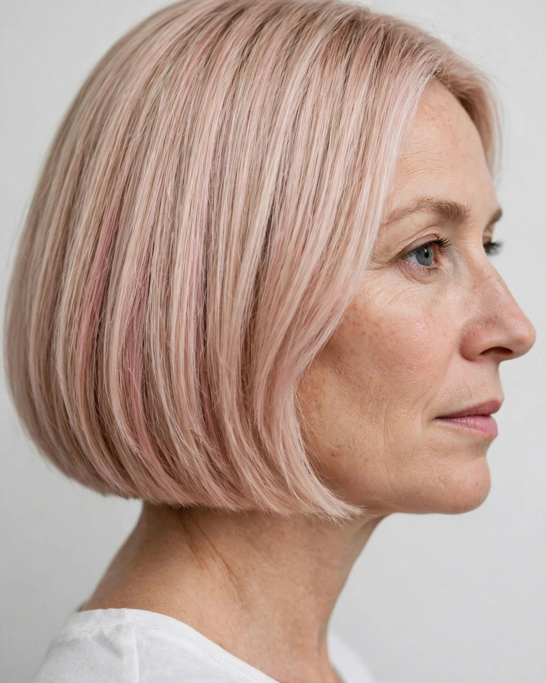Soft Blush Blonde Bob