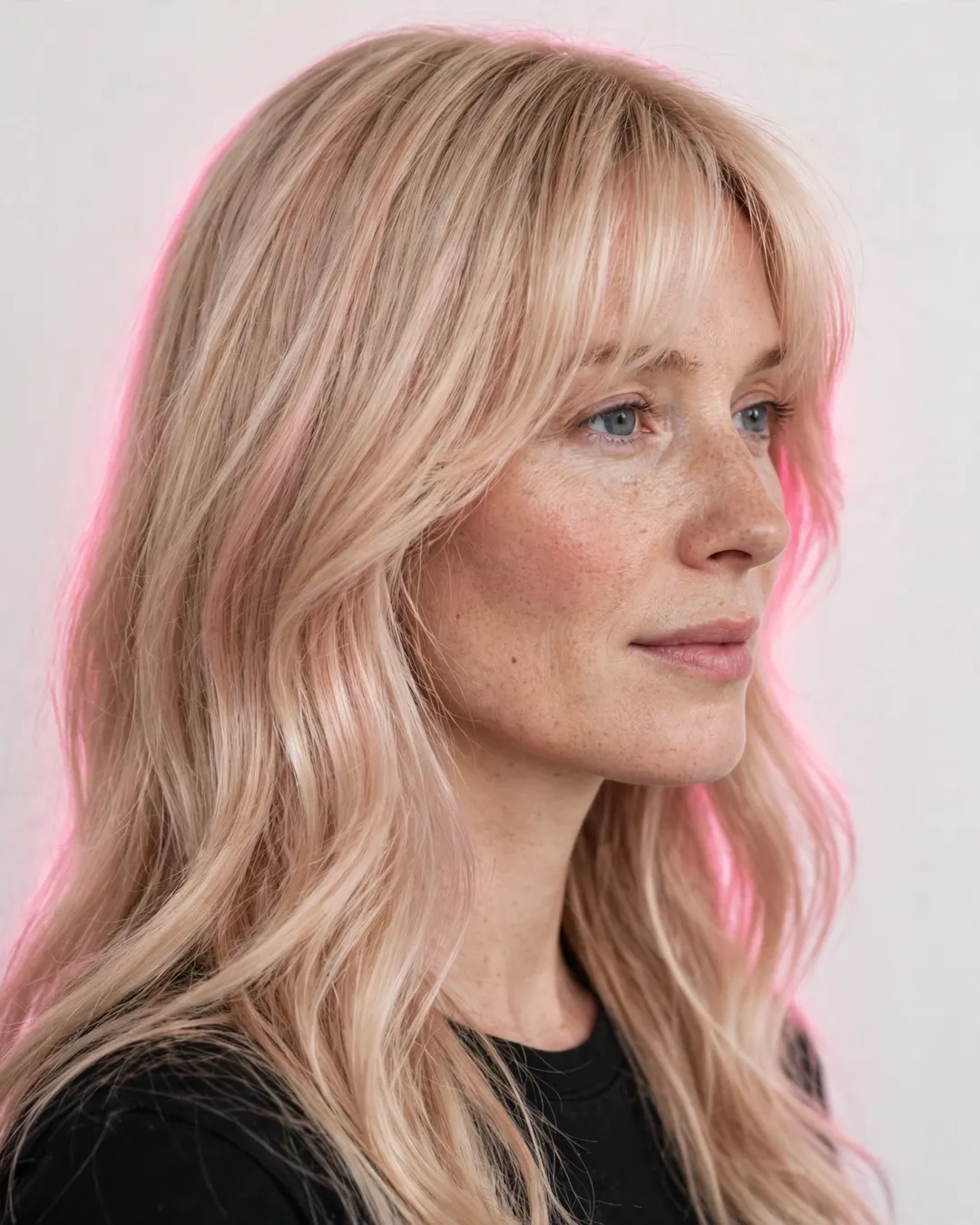 Blush Blonde Curtain Bangs