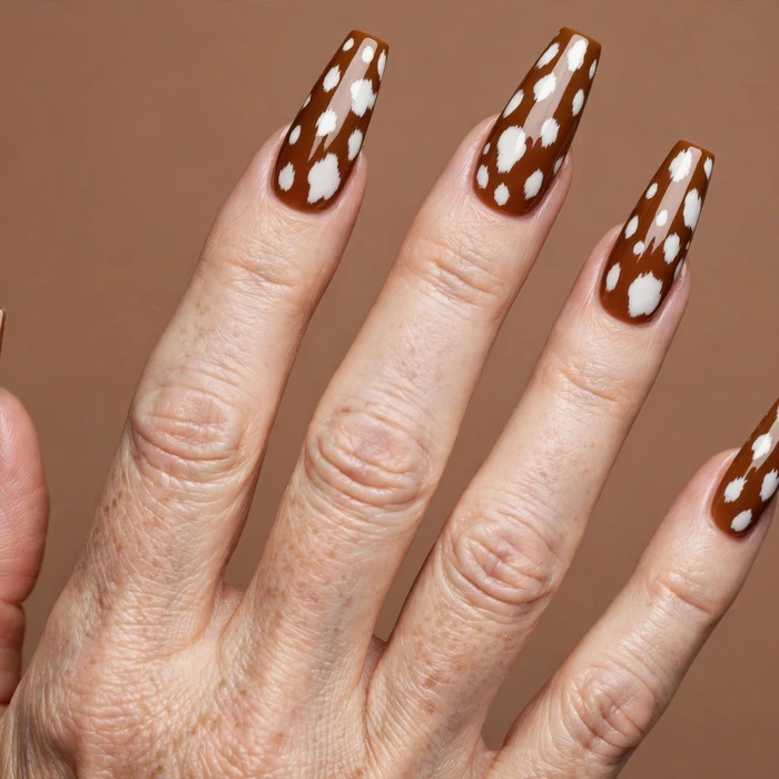 Long Coffin Nails with Bold Spots