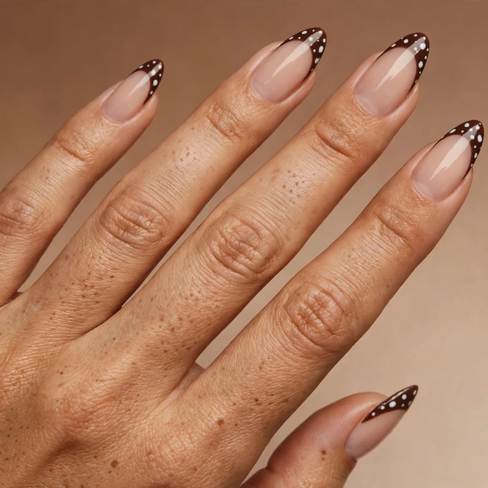 Chocolate French Tips with Spots
