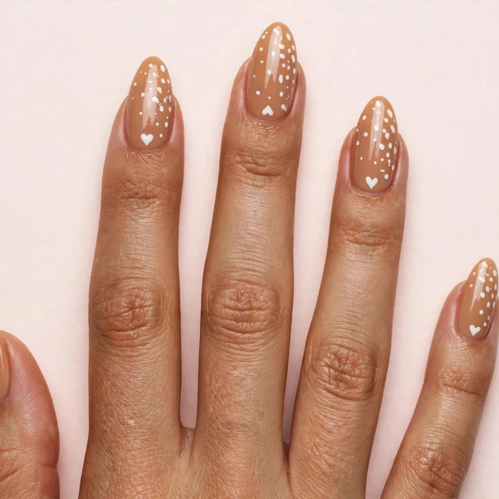 Heart-Dotted Bambi Nails
