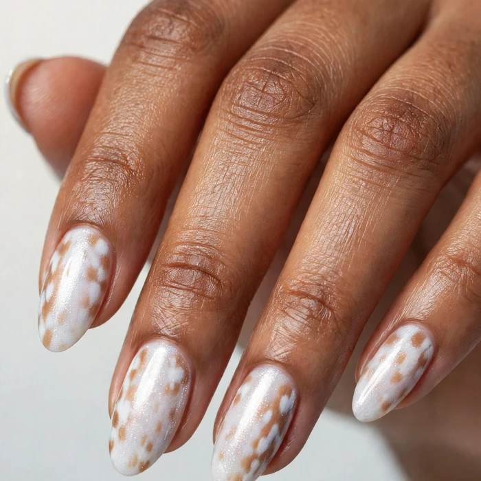 Winter-White Shimmer Bambi Nails