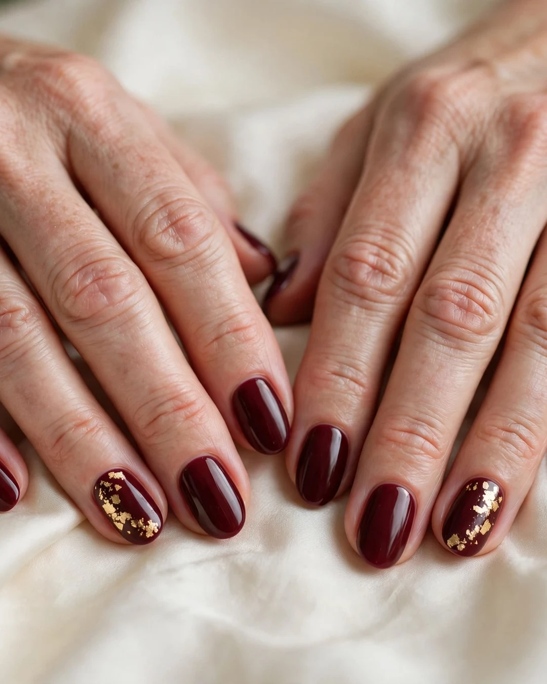 Burgundy with Delicate Leaf Art