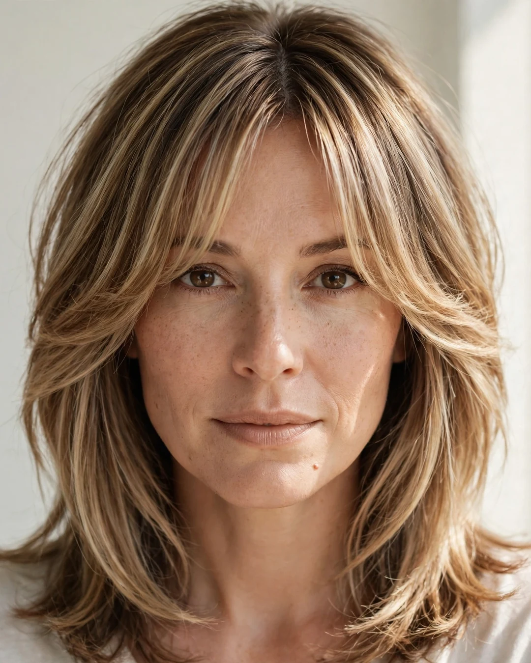 Bronde with Curtain Bangs