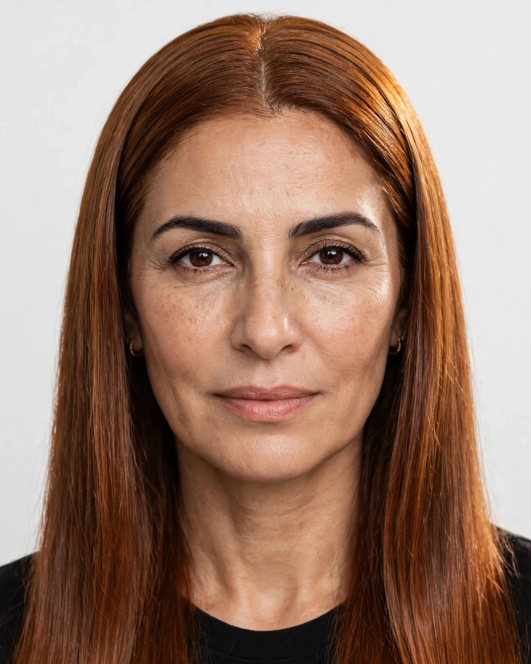 Sleek Straight Cinnamon Auburn Hair