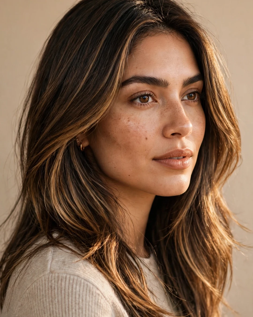 Classic Caramel Balayage Hair on Long Layers