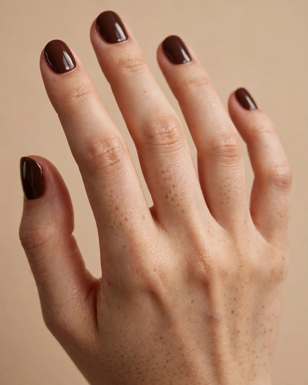 Classic Glossy Chocolate Brown Nails