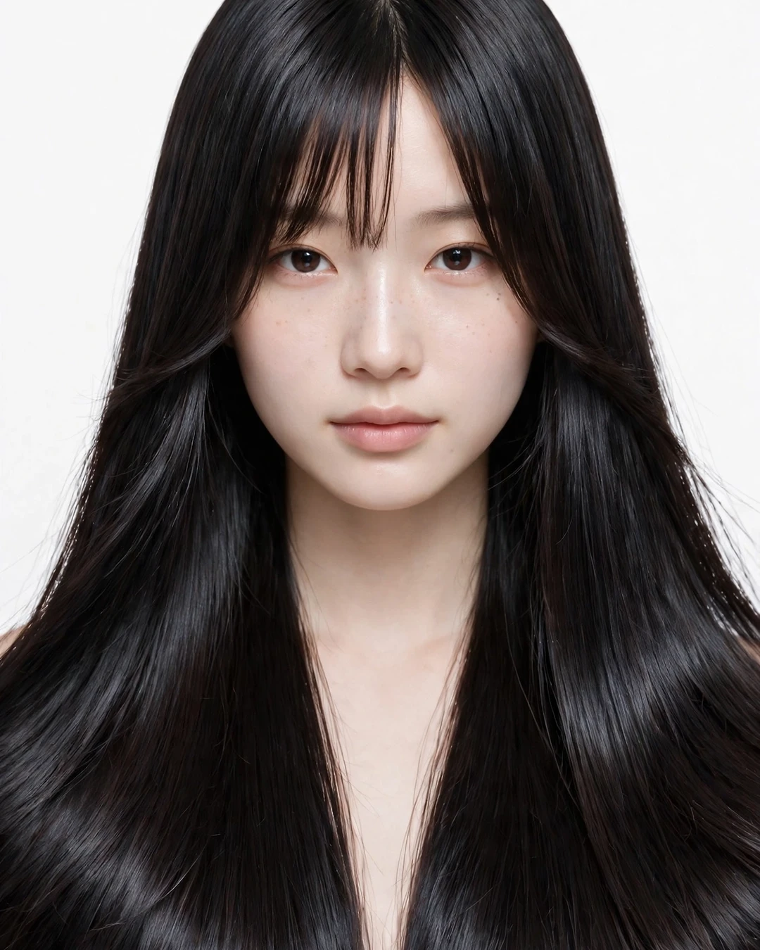 Curtain Bangs with Sleek Long Straight Hair