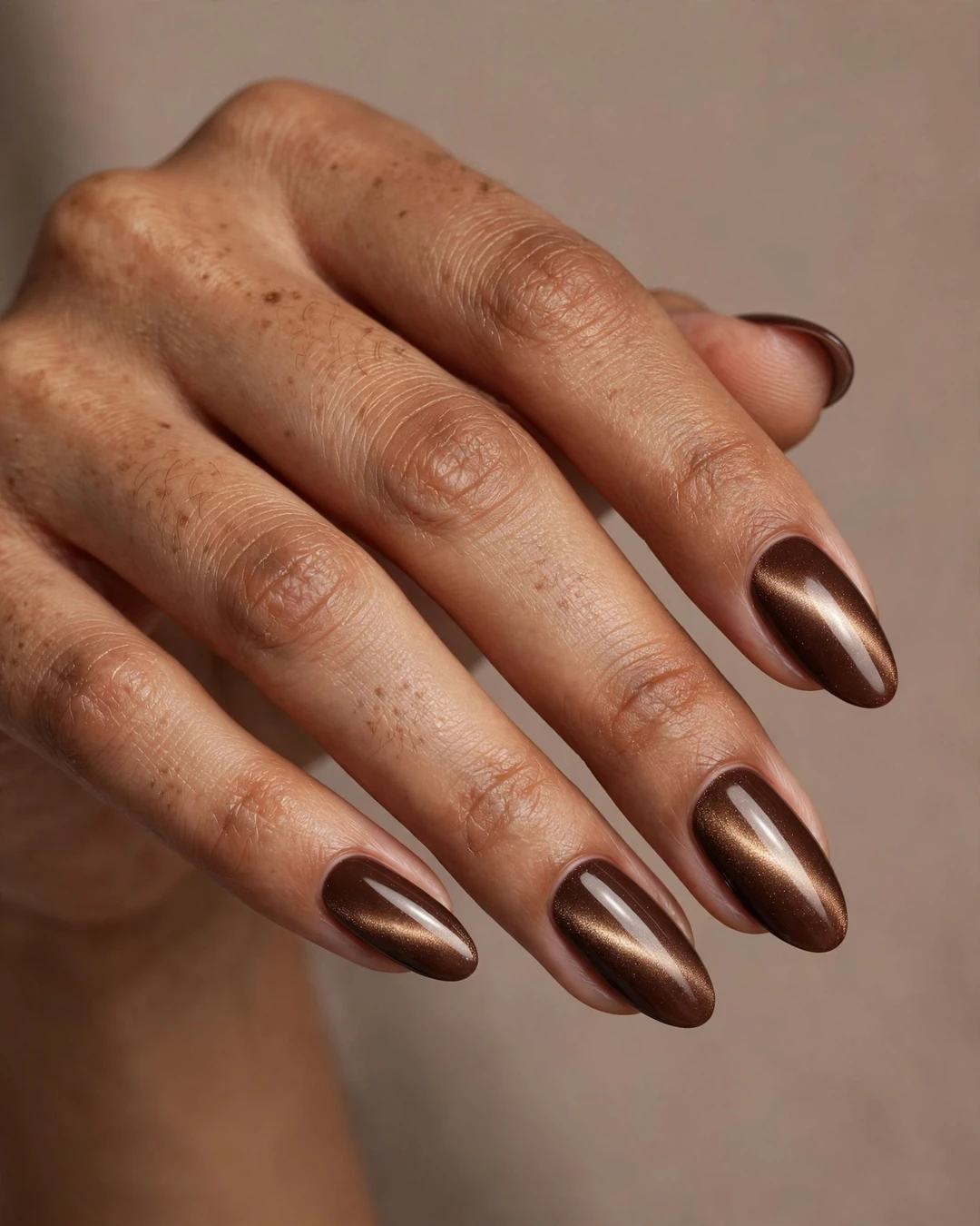 Chocolate Cat-Eye Velvet Nails