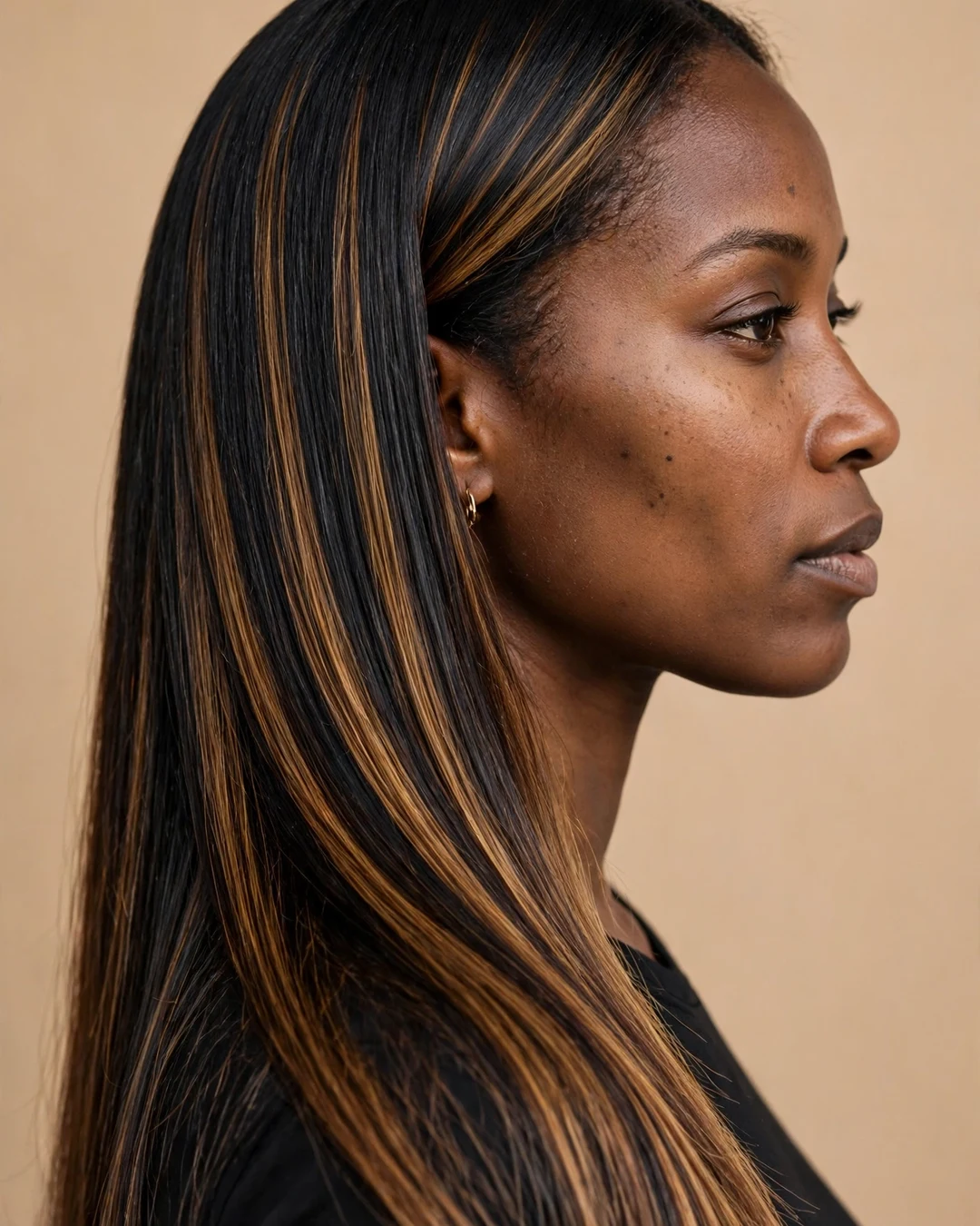 Caramel Balayage on Black Hair