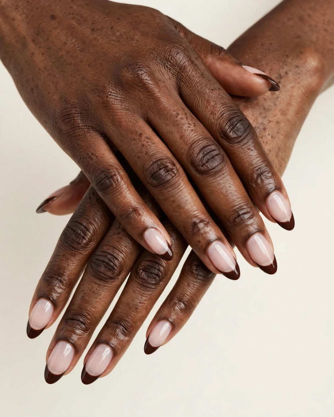 Chocolate French Tips on a Milky Base