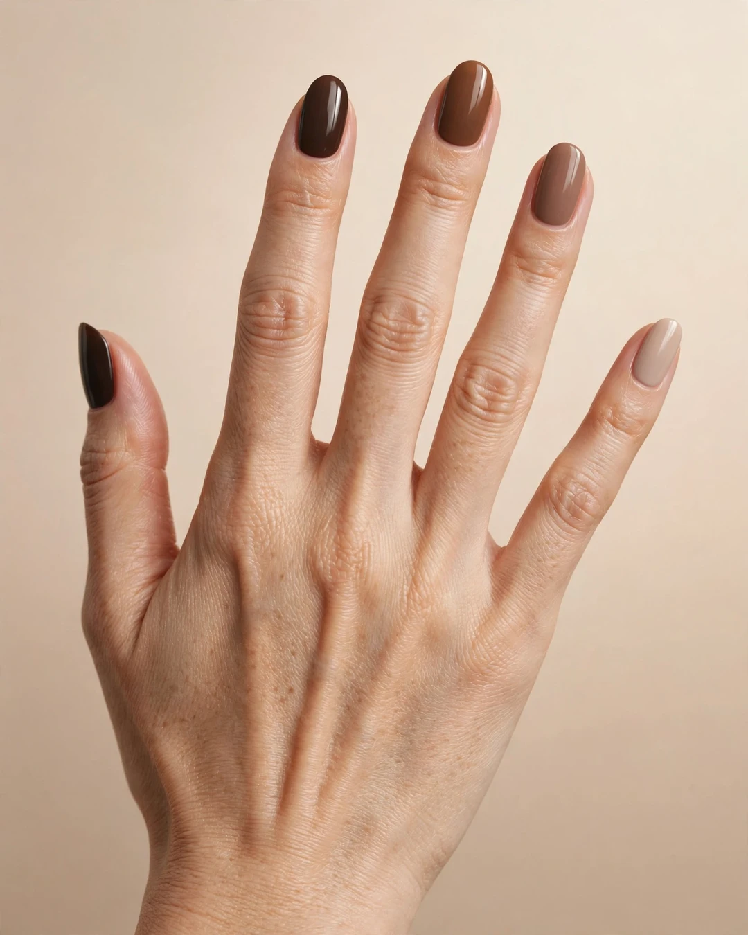Tonal Brown Skittle Manicure