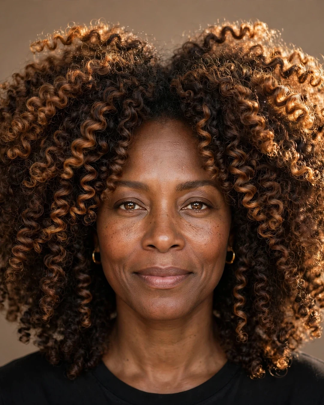 Caramel Balayage Hair on Natural Curls