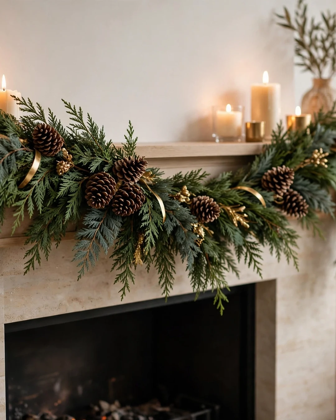 Cedar and Pinecone Mantel Garland