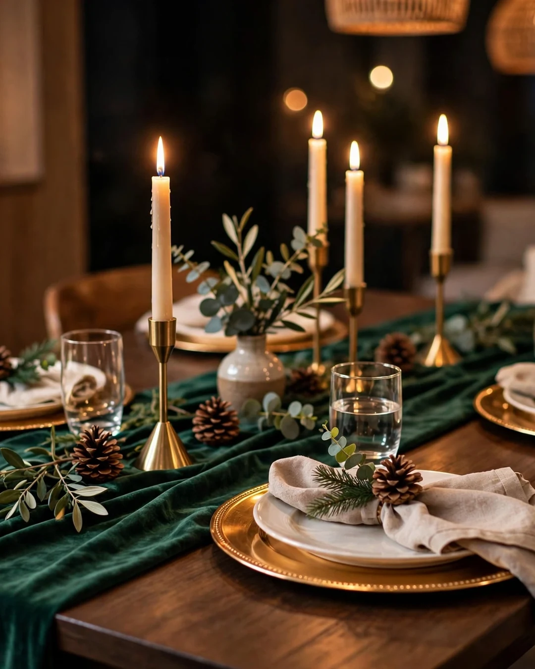 Emerald and Gold Table Setting