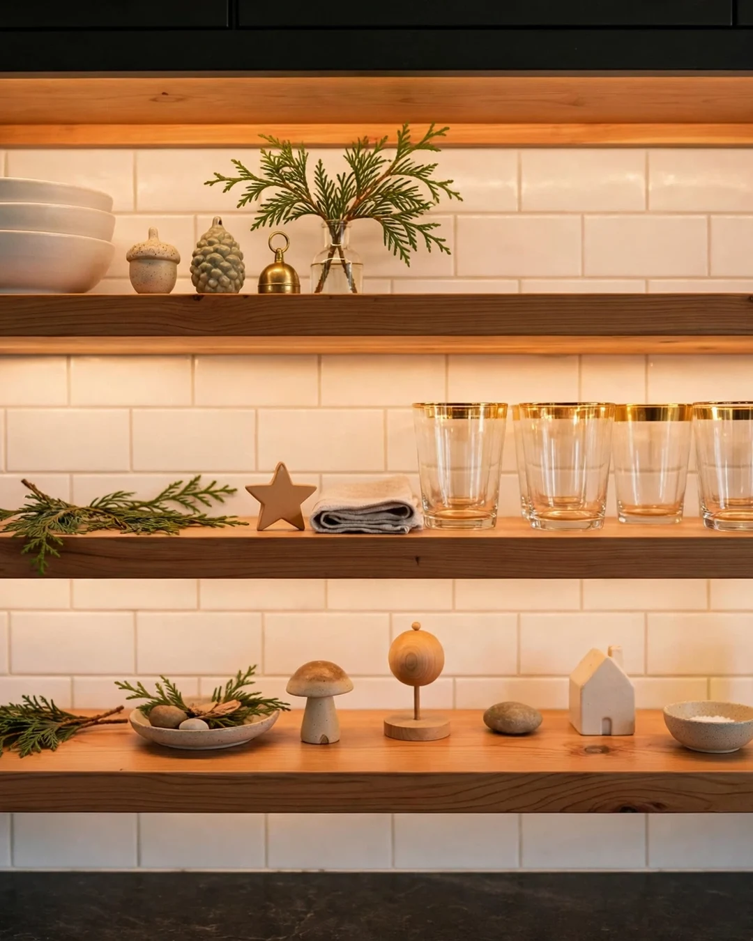 Holiday-Styled Kitchen Shelves
