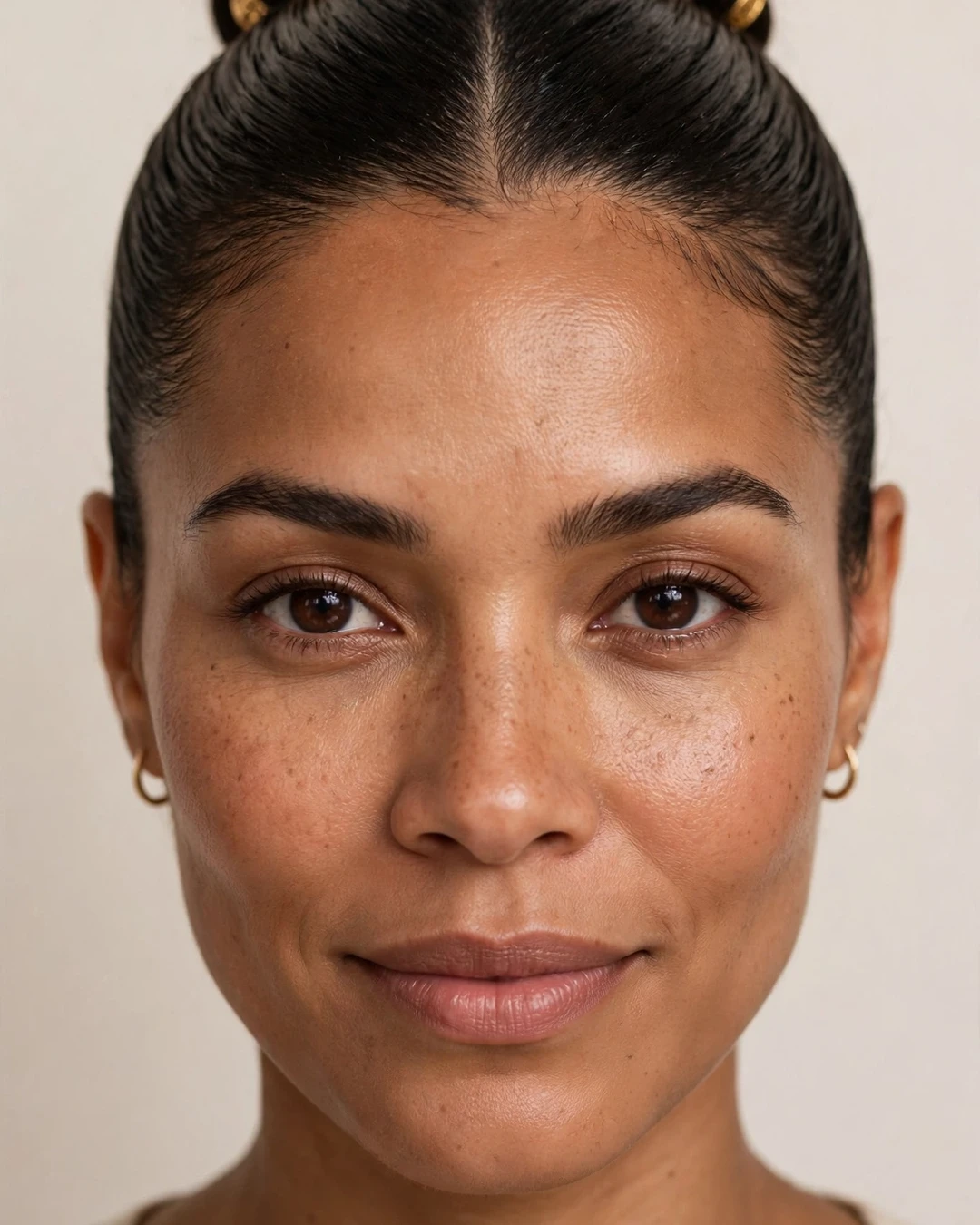 Sleek Center-Part Buns With Gold Cuffs