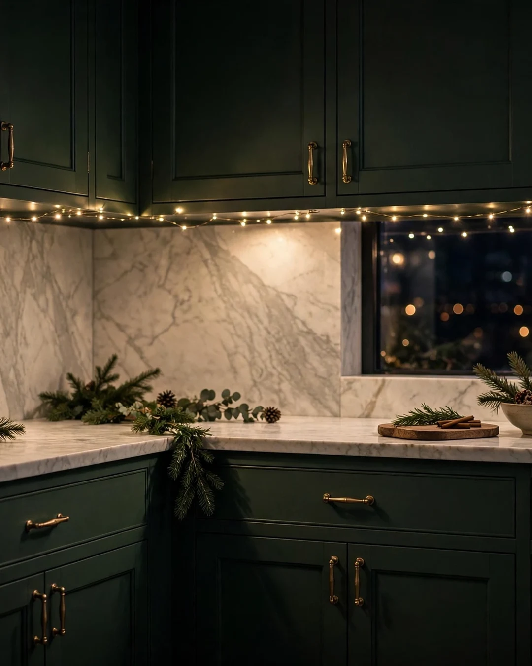Add Twinkle Lights Under the Cabinets