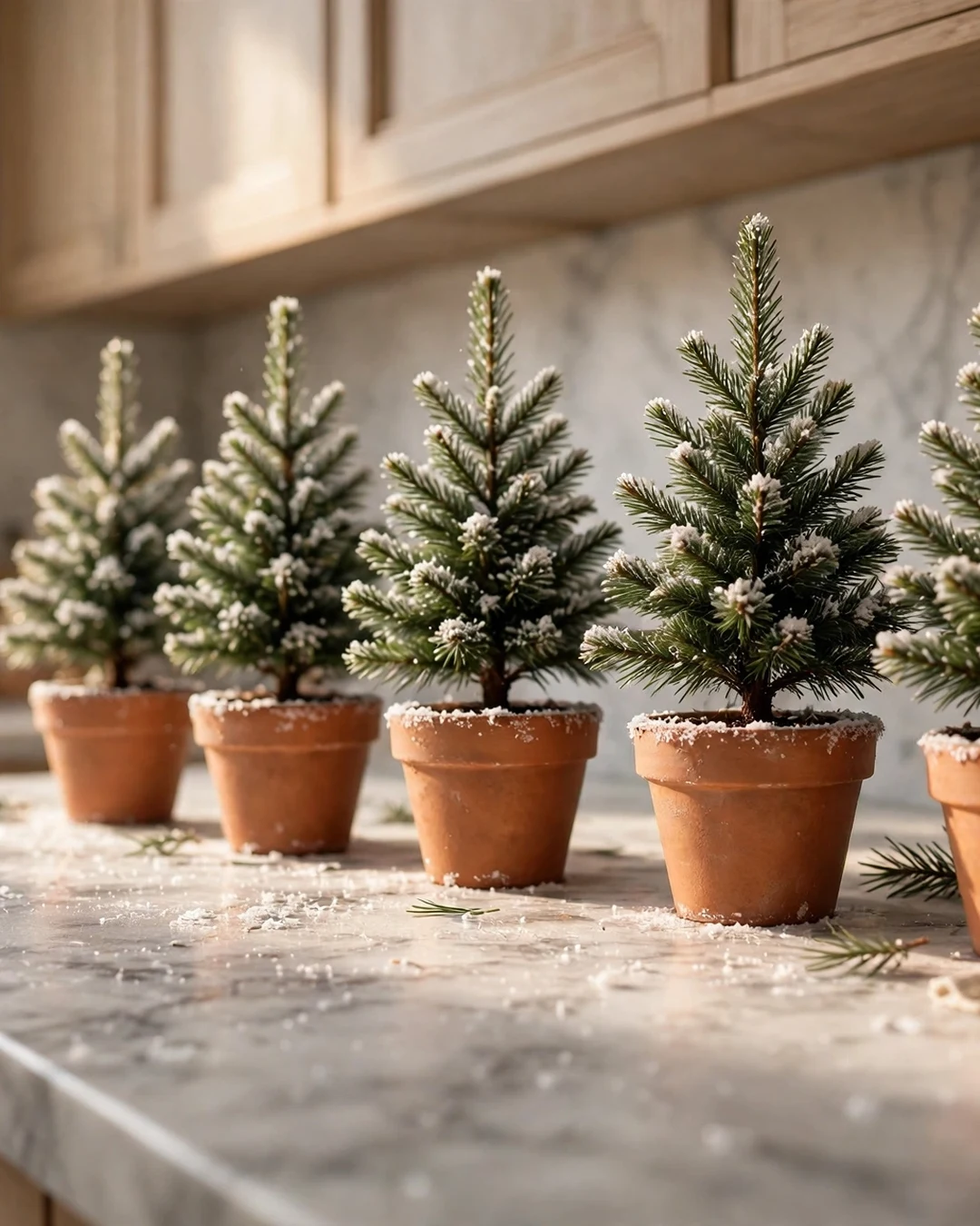 Line the Counter With Mini Potted Pines