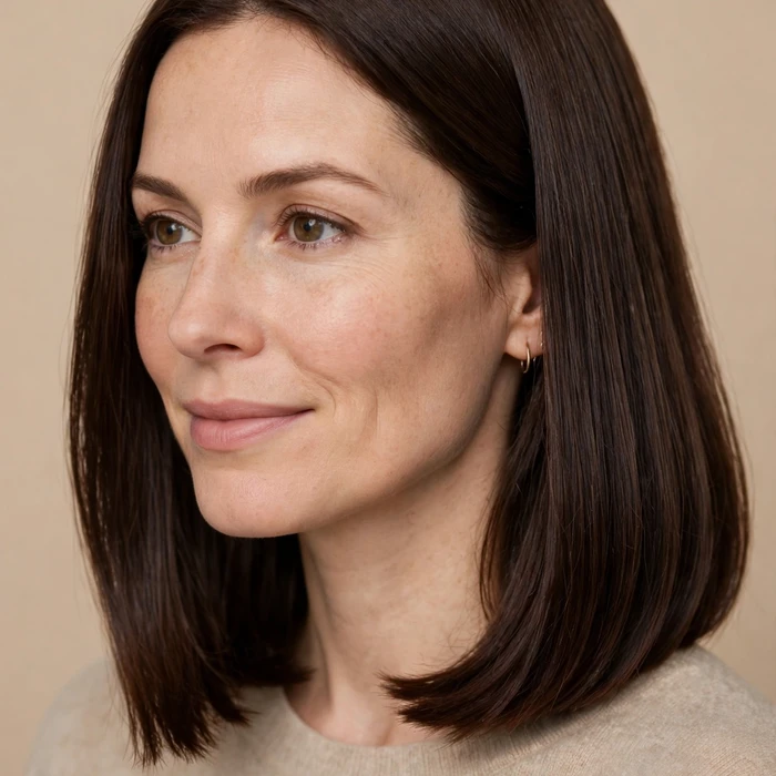 Chocolate Brown Collarbone Lob