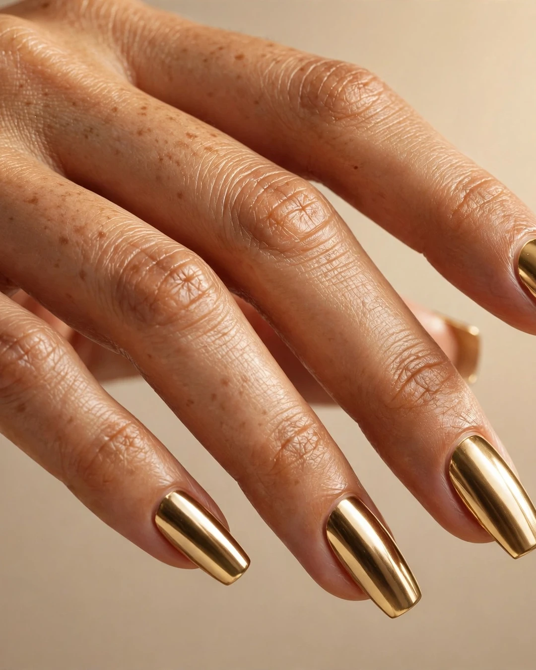 Gold Chrome Accent Christmas Nails