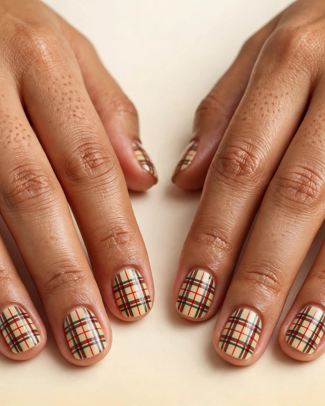 Festive Plaid Christmas Nails