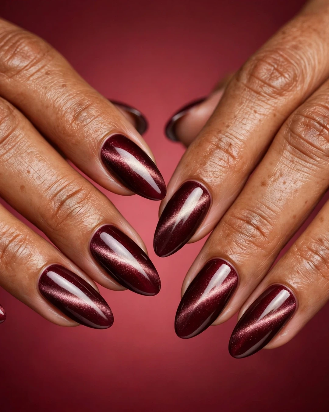 Velvet Cat-Eye Christmas Nails