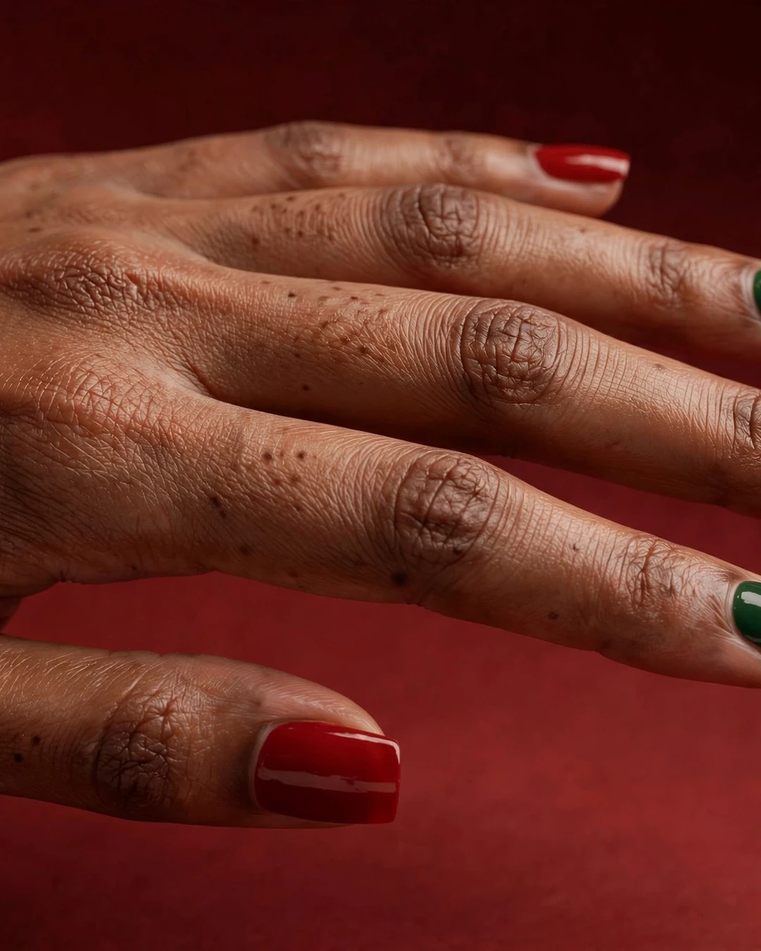 Red and Green Combo Christmas Nails