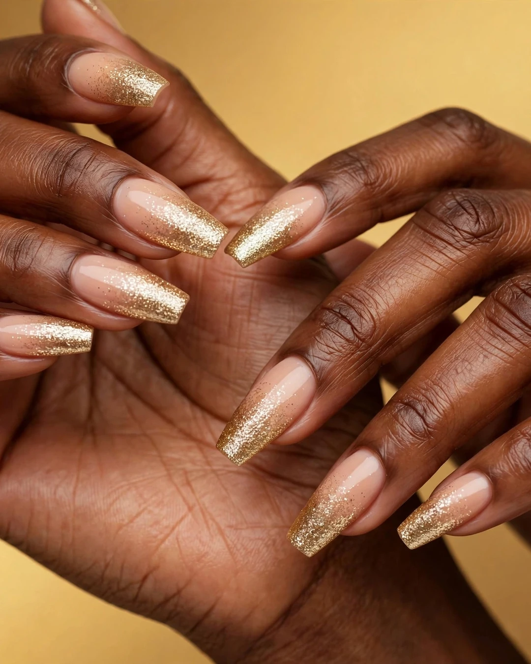 Champagne Glitter Fade Christmas Nails