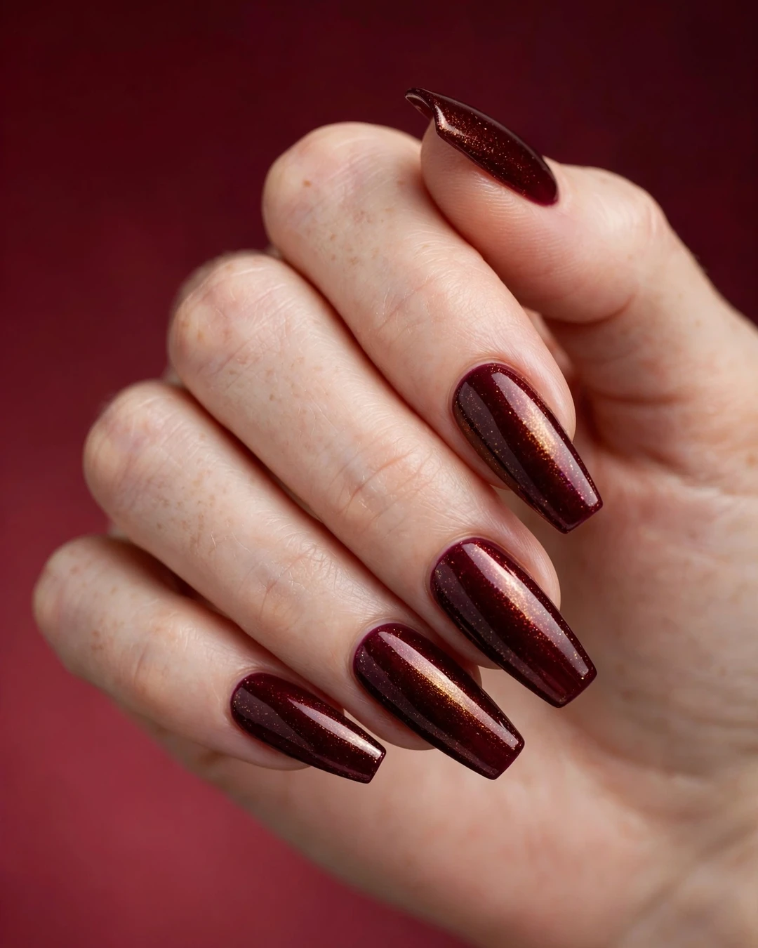 Burgundy Wine Christmas Nails