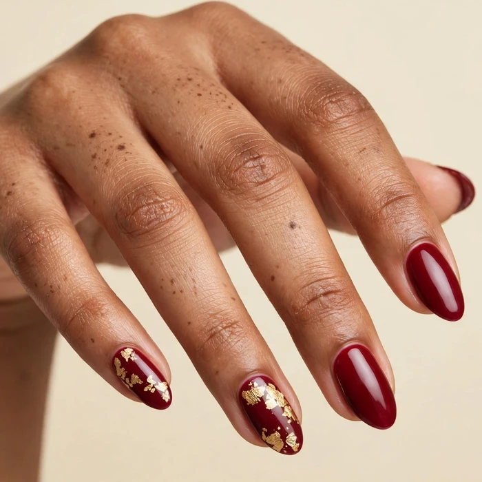 Cranberry with Delicate Gold Leaf