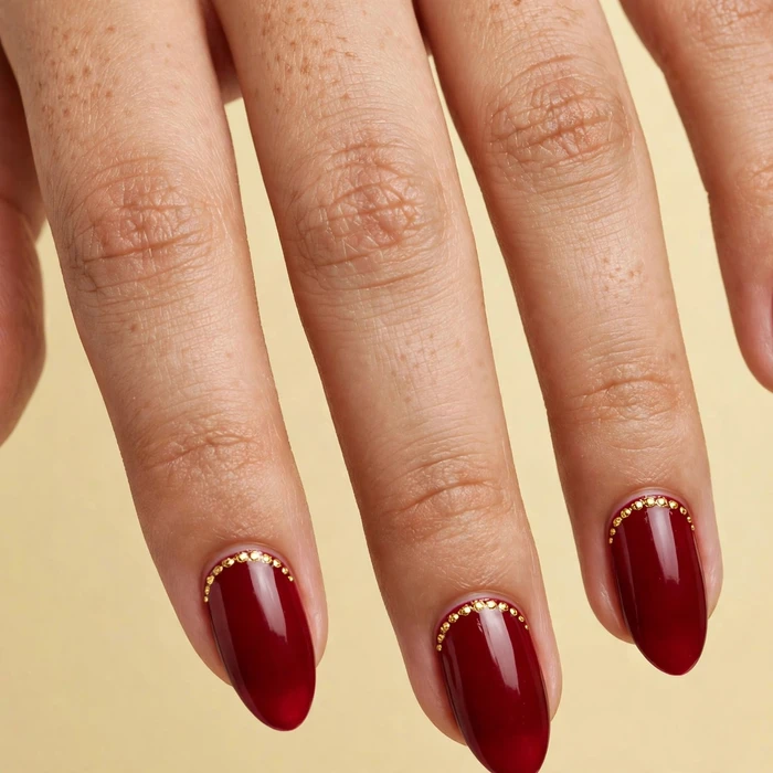 Cranberry with Tiny Gold Dots