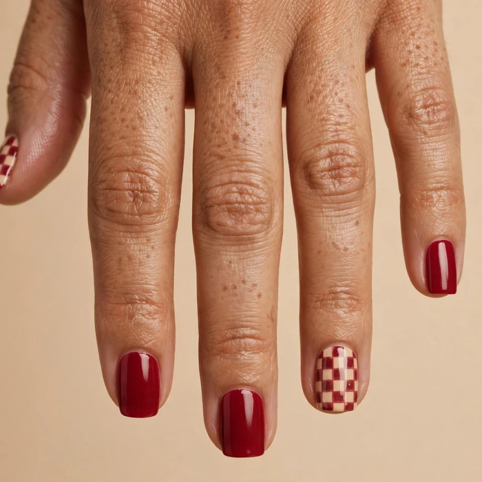 Cranberry Checker Accent