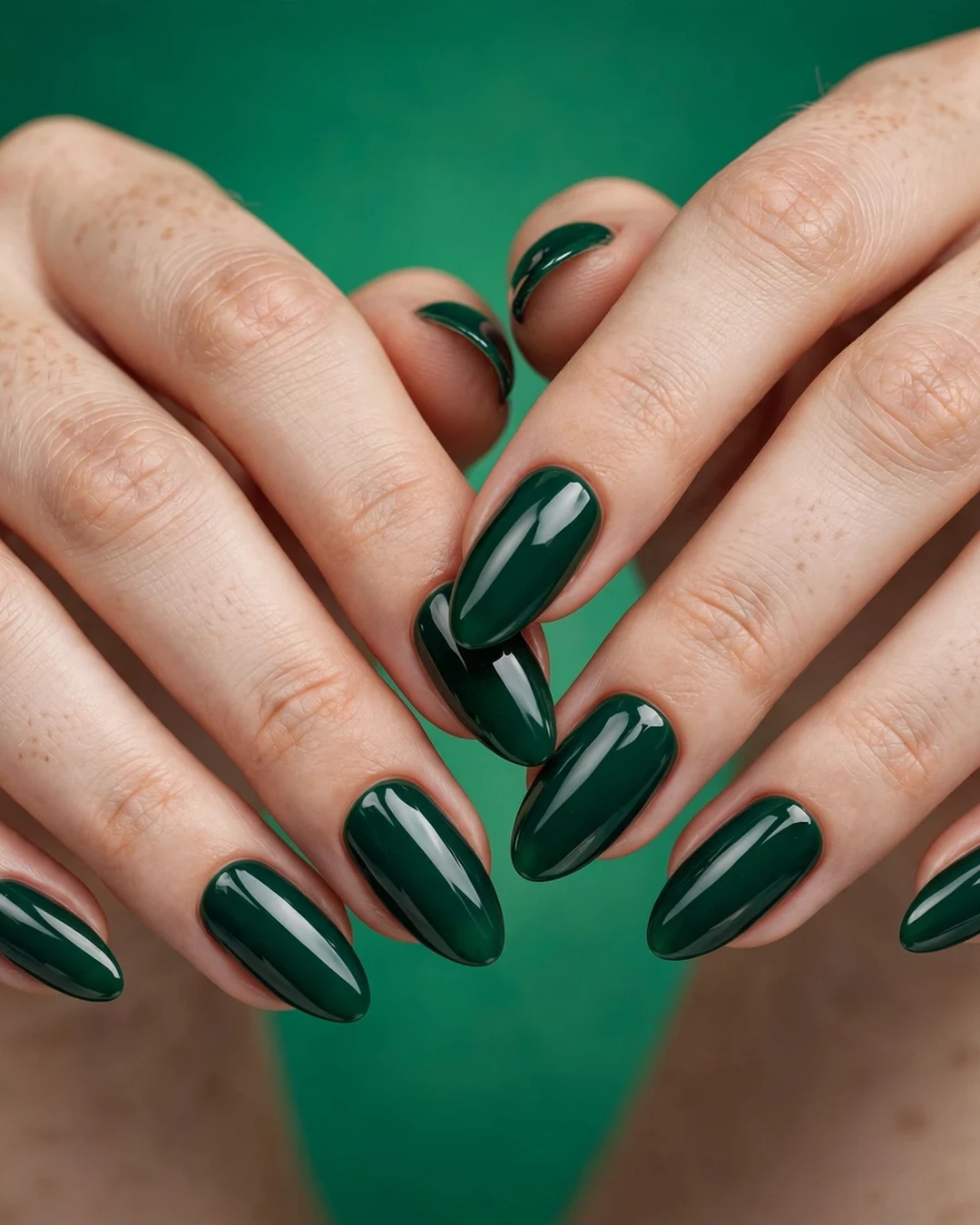 Dark Green Nails in Deep Emerald Gloss