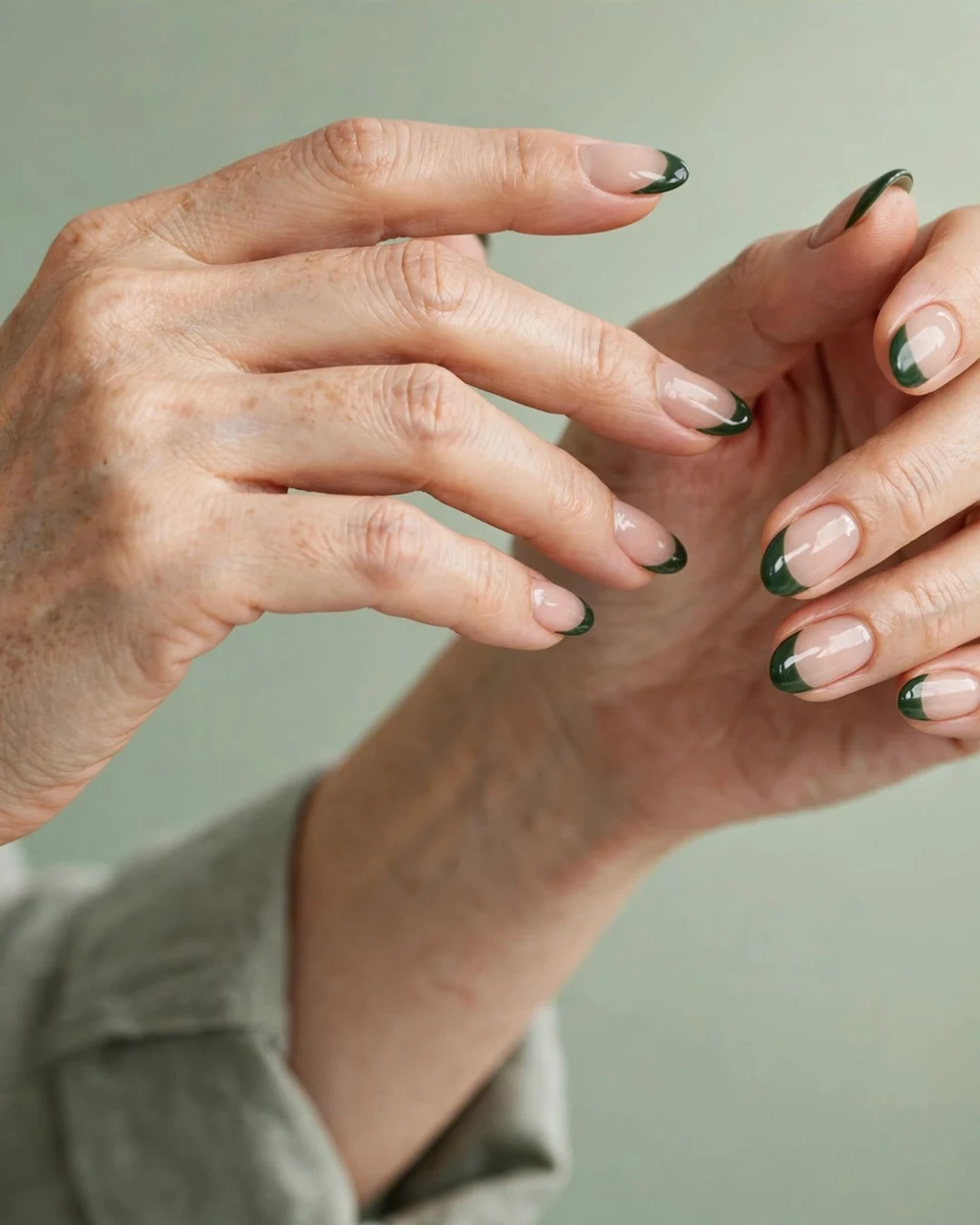 Dark Green French Tips