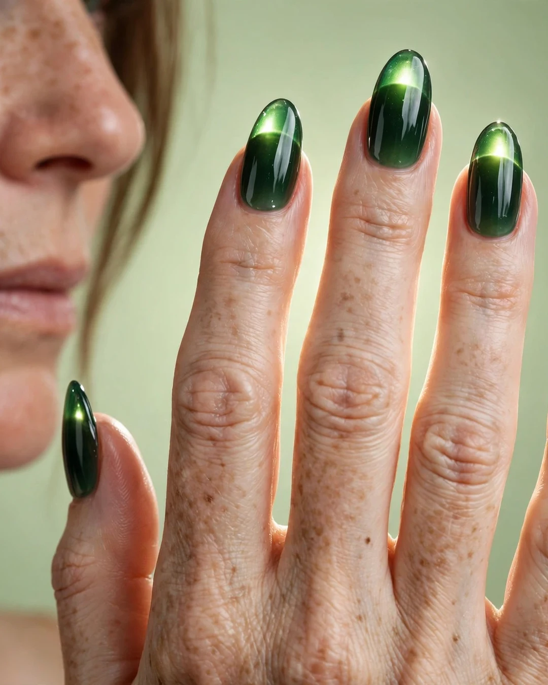 Dark Green Jelly Nails