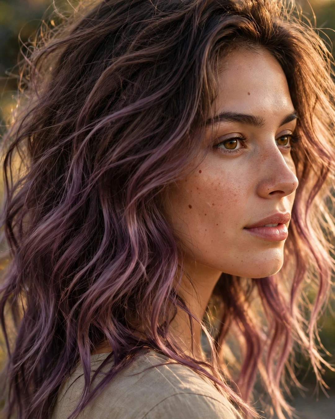 Plum-Tinted Beach Waves